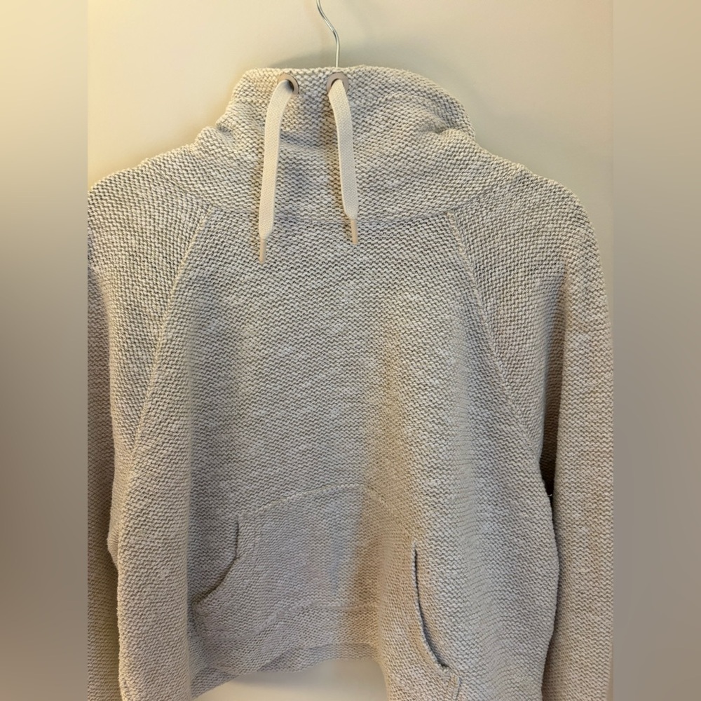 Aerie Gray Textured Cowl Neck Sweatshirt | Athleisure | Boating | Beachside - Picture 7 of 8